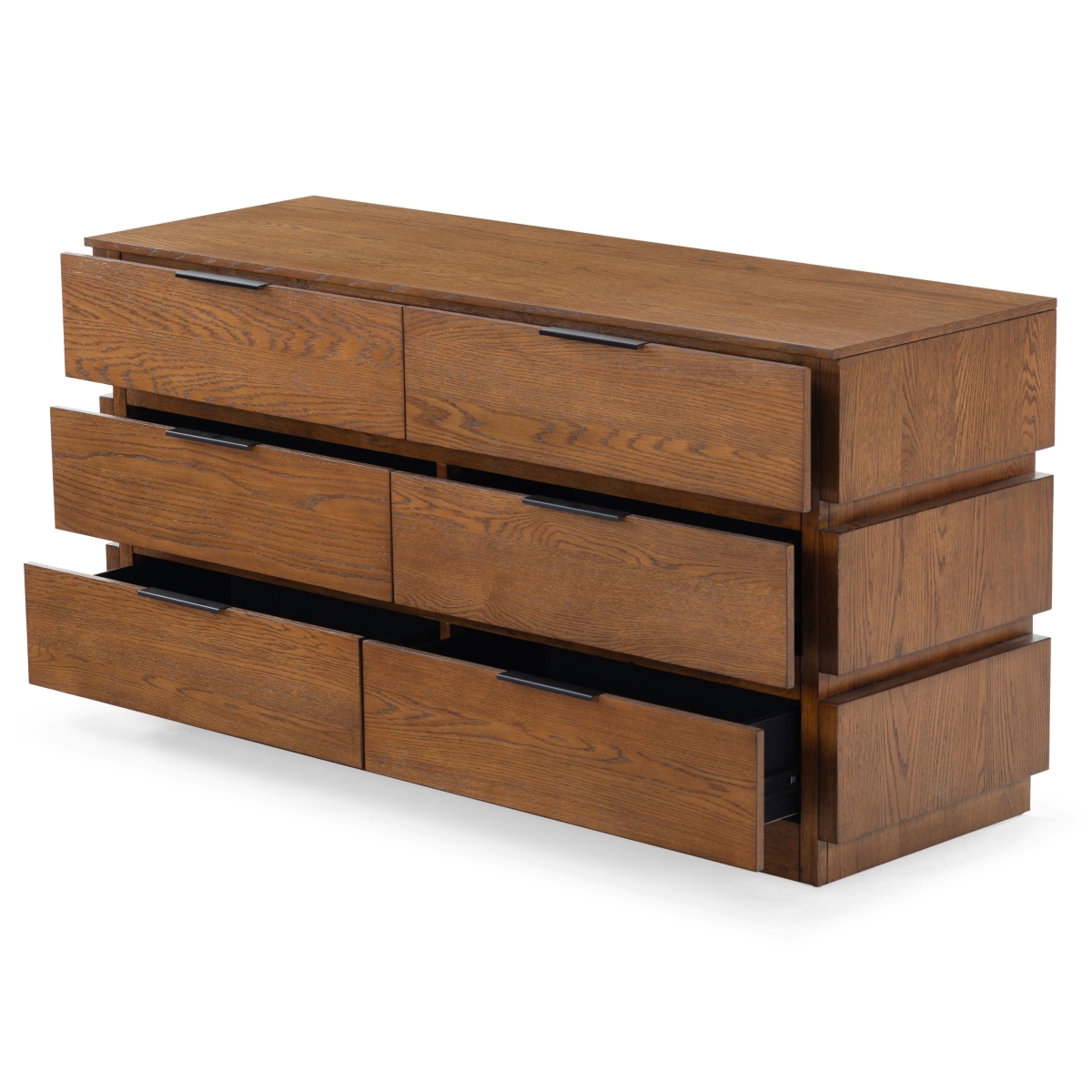 Titus 6 Drawer Stacked Dresser - Medium Oak - Image 7
