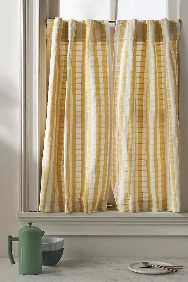 Cotton Woven Stripe Café Curtains, Set of 2 - Image 0