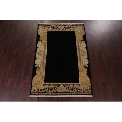 Bordered Nepal Tibetan Oriental Area Rug Hand Knotted 5X8 in , Rectangle 5'7" x 8'2" - Image 0