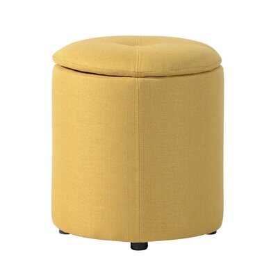 Chacko 14" 100% Polyester Round Solid Color Storage Ottoman - Image 0