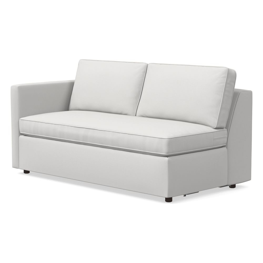 Harris Petite Left Arm 65" Sofa Bench, Poly, Performance Washed Canvas, White, Concealed Supports - Image 0