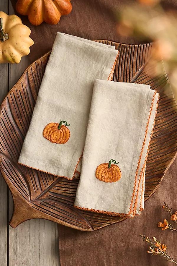 Autumn Icon Embroidered Napkins, Set of 2 - Image 0