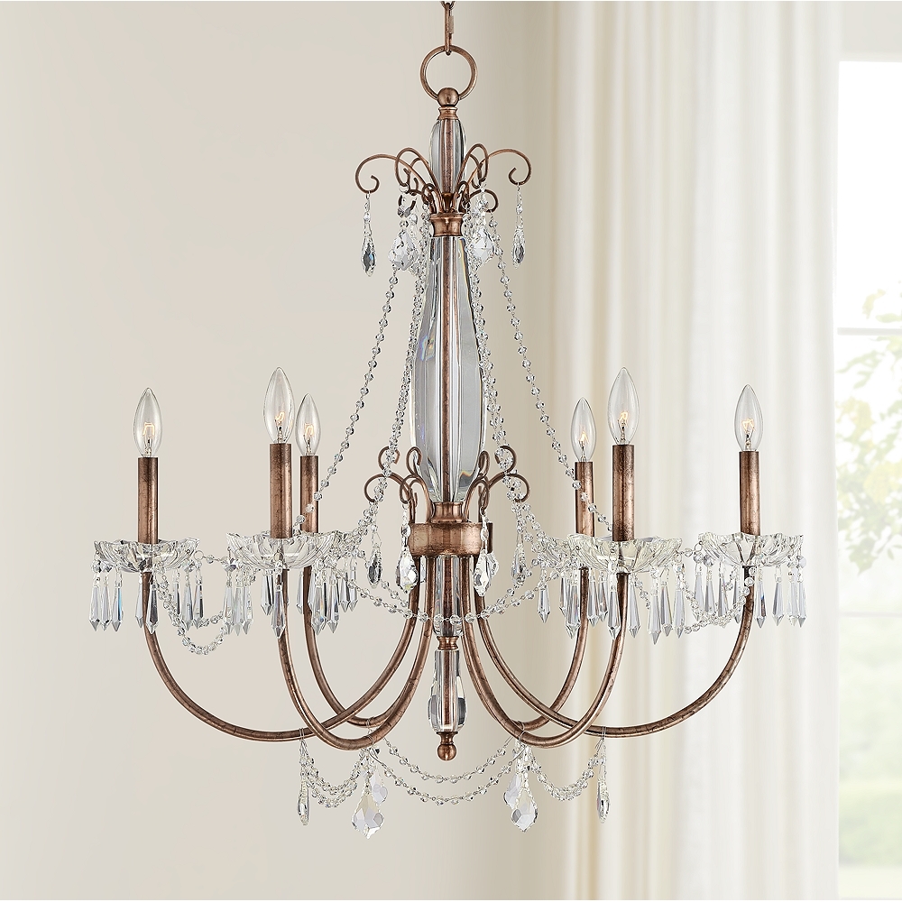 Phillipa 30" Wide Copper and Crystal 6-Light Chandelier - Style # 71V71 - Image 0
