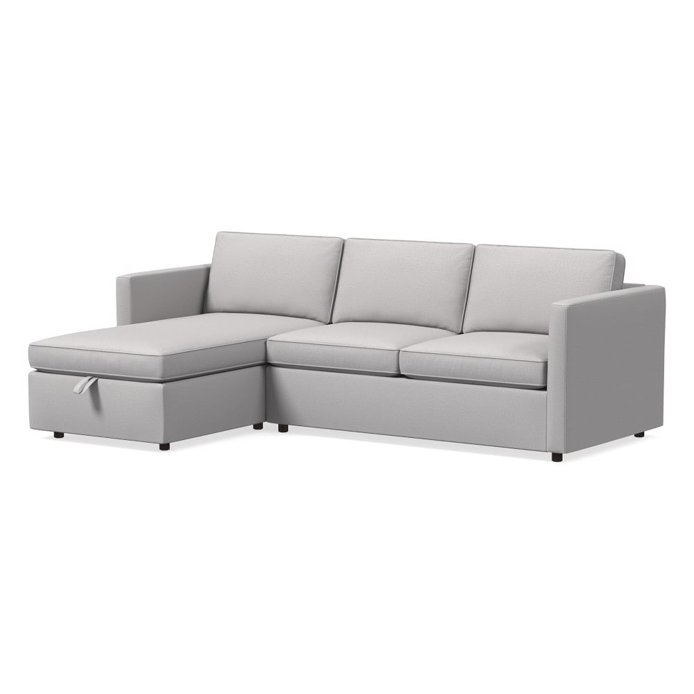 Harris 83" Left Multi-Seat 2-Piece Pop-Up Sleeper Sectional w/ Storage, Chenille Tweed, Frost Gray - Image 0