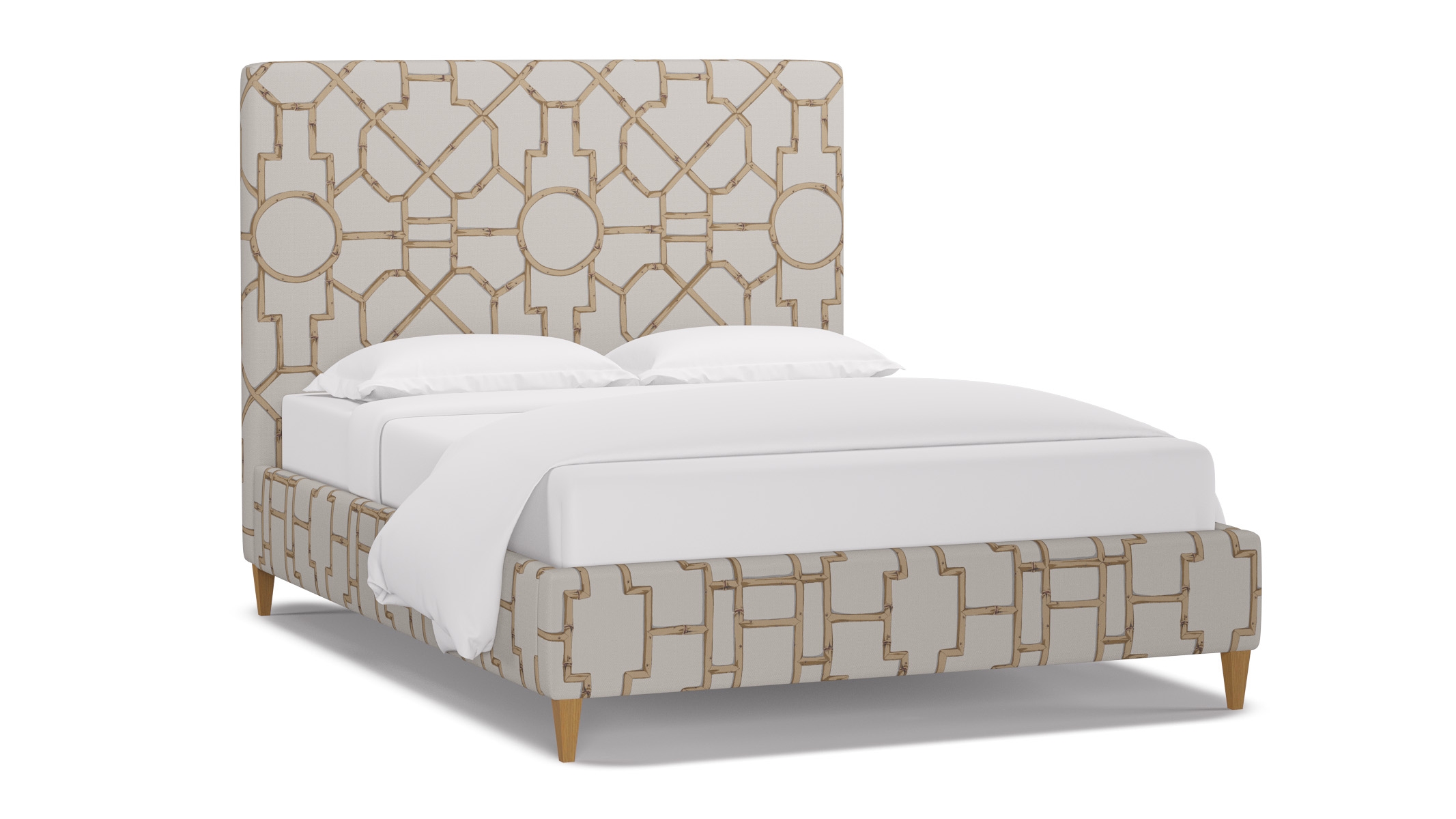 Classic Bed, Tan Baldwin Bamboo, Natural Square Tapered Leg, Twin - Image 1