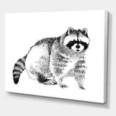 Monochrome Portrait Of Raccoon - Farmhouse Canvas Wall Art Print - Image 0