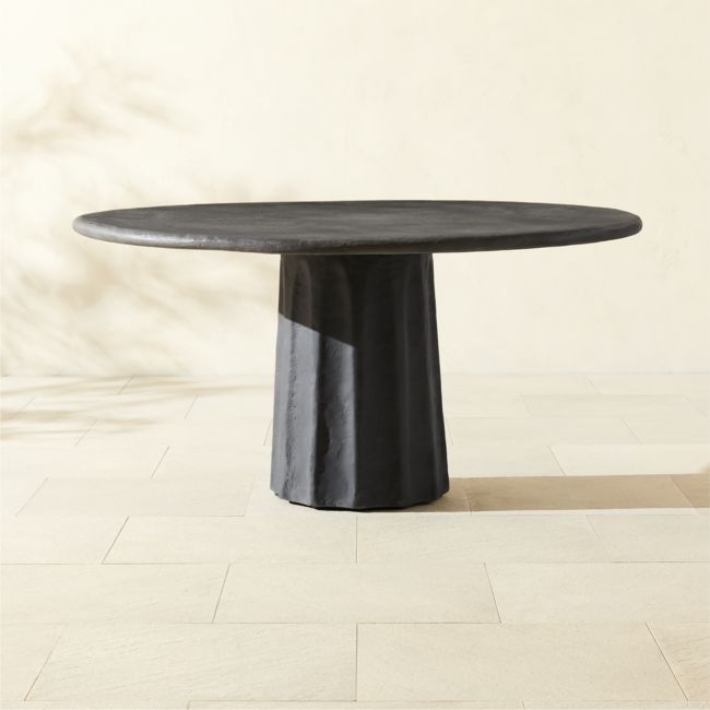 Boscoe 60" Round Black Concrete Indoor/Outdoor Dining Table - Image 0