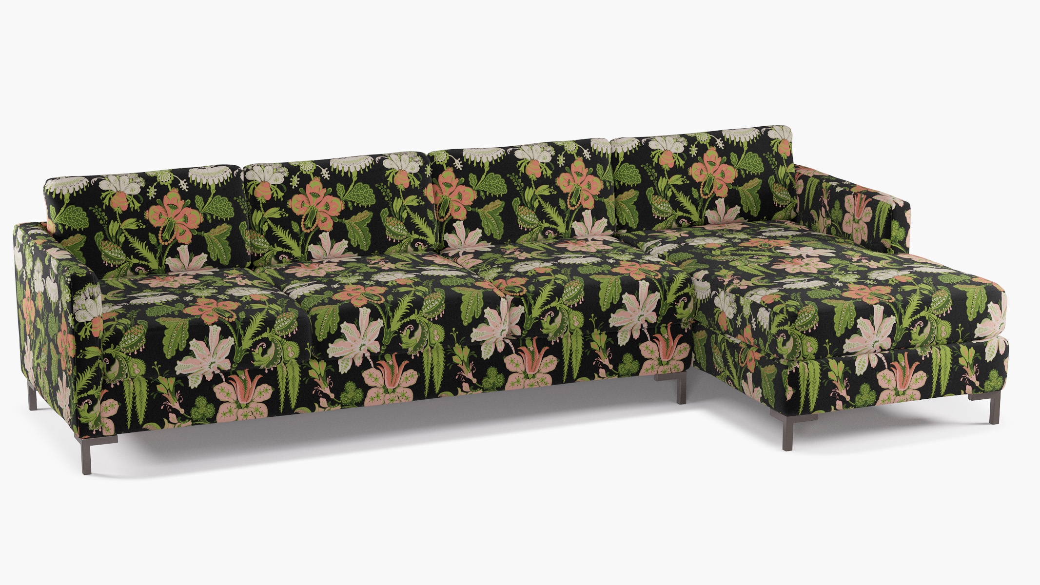 Modern Sectional, Right Facing, Coral Onyx Rossetta, Bronze L Leg - Image 1