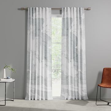 Cotton Canvas Etched Cloud Curtains, 48"x84", Washed Gemstone (Set of 2) - Image 0