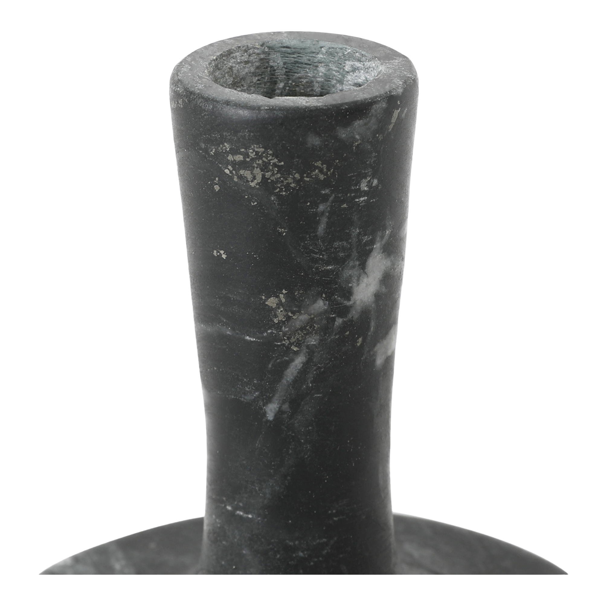 East Short Candle Holder Black Veined Marble - Image 2