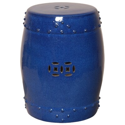 Large Blue Drum Ceramic Garden Stool - Image 0