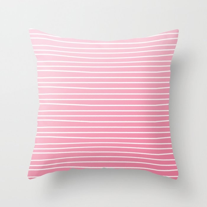 Simple Pink Petal And Stripes Throw Pillow by Leah Flores - Cover (20" x 20") With Pillow Insert - Outdoor Pillow - Image 0