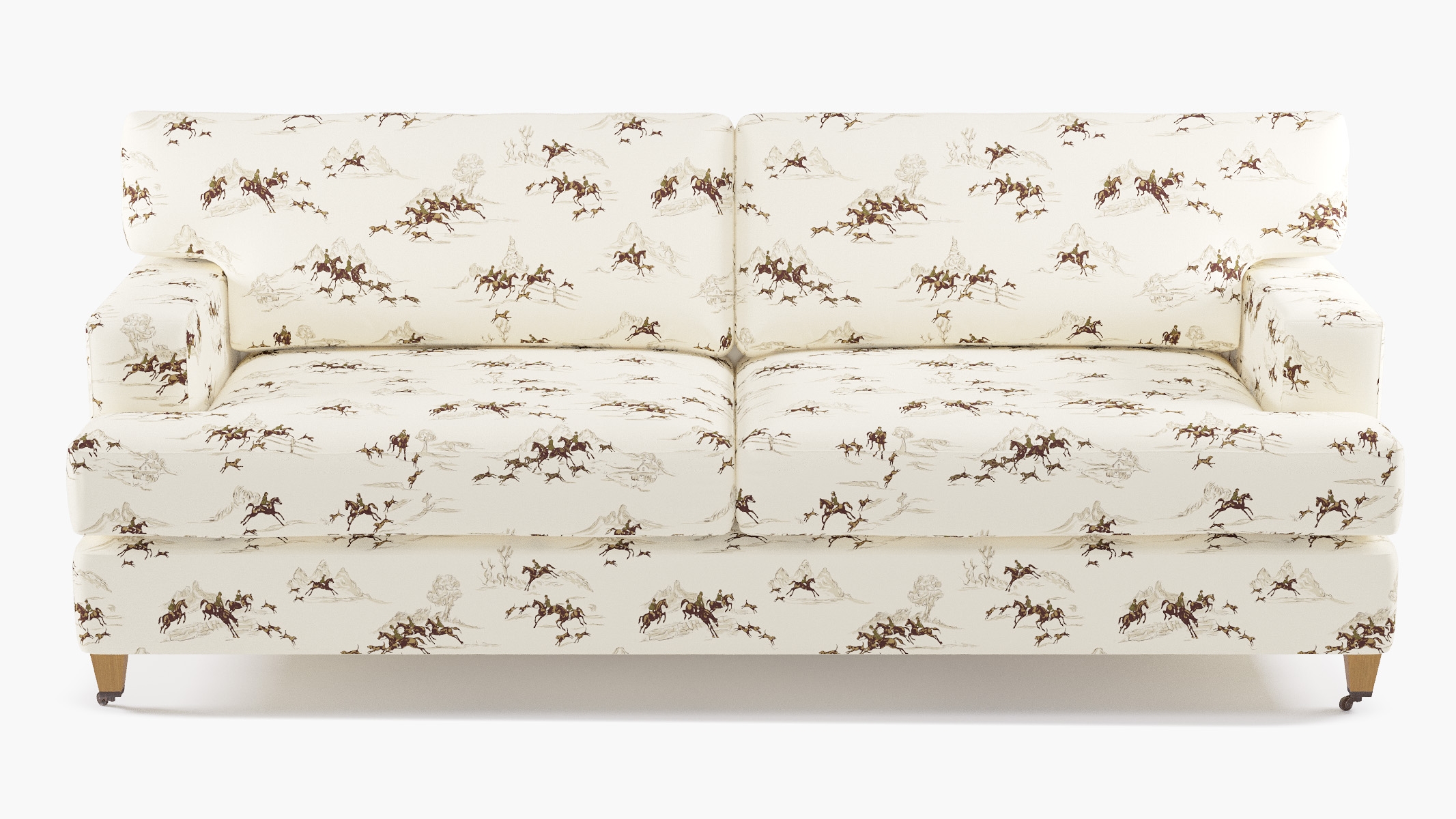 Classic Sofa, Green Cotswold Hunt, Natural with Antique Brass Caster - Image 0