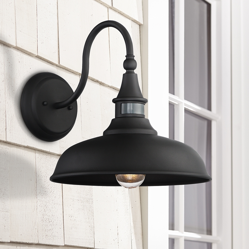 John Timberland Gough 12 1/2" Black Motion Sensor Outdoor Barn Light - Image 0