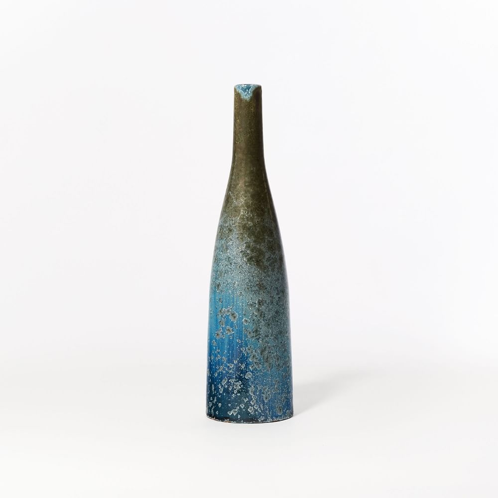 Reactive Glaze Vase, Ocean, Medium Bottle, 16" - Image 0