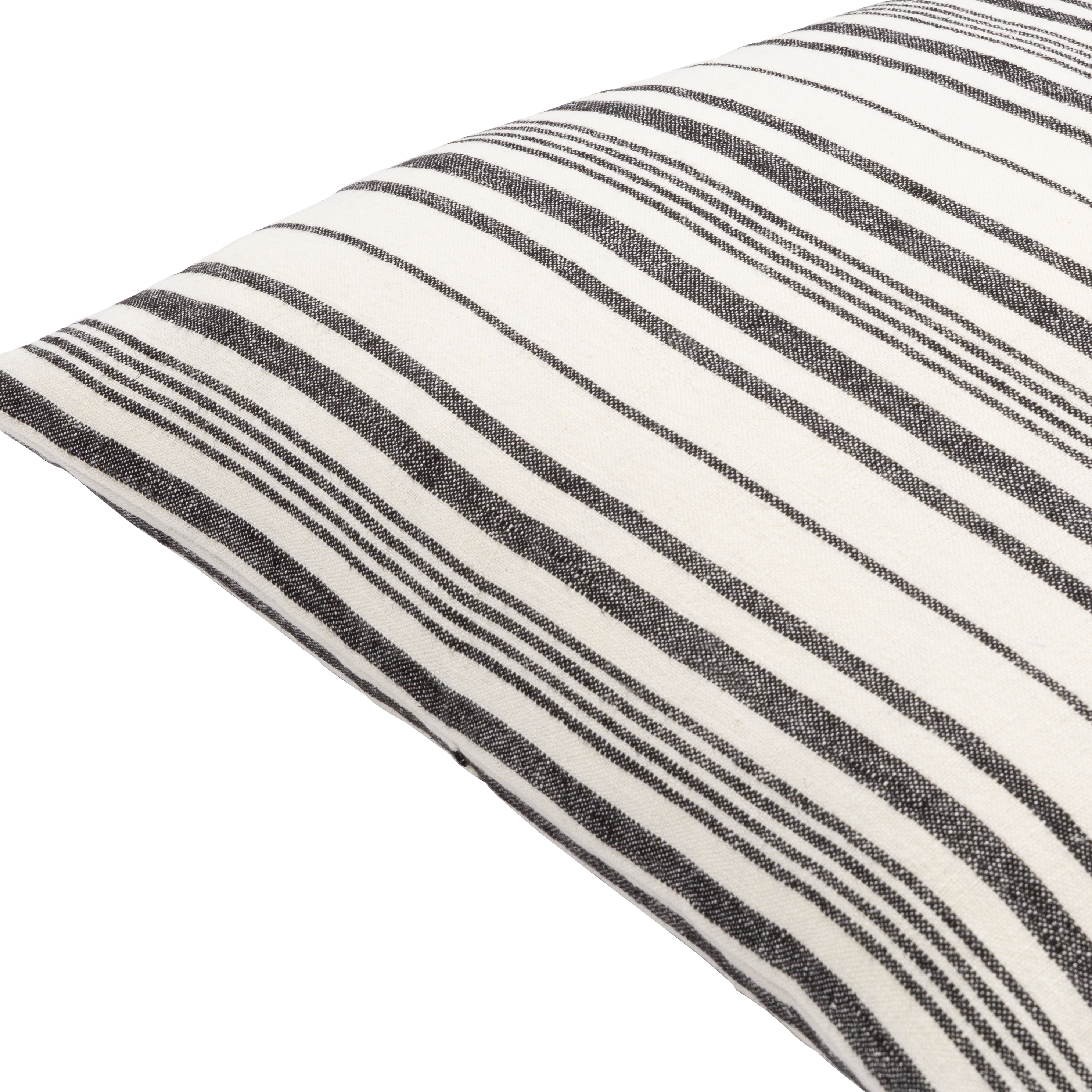 Linen Stripe Buttoned Throw Pillow, 18" x 18", with down insert - Image 1