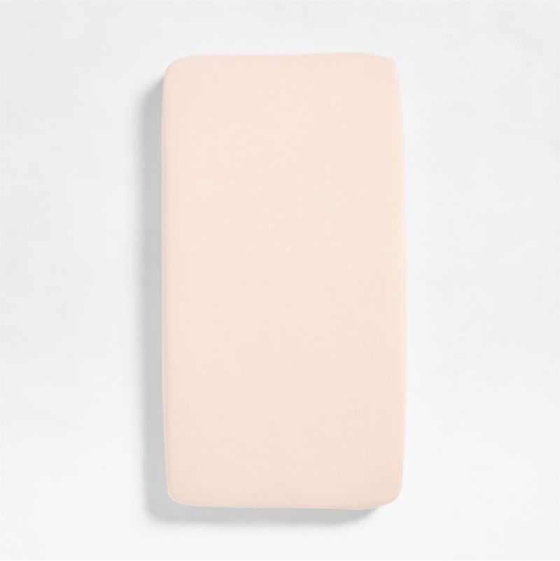 Supersoft Pale Pink 100% Organic Cotton Gauze Baby Crib Fitted Sheet - Image 3