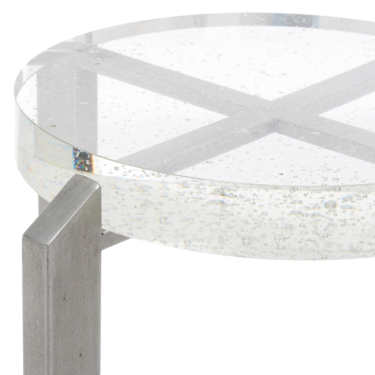 Pixie Round Bubble Glass Accent Table - Silver/Clear - Image 2