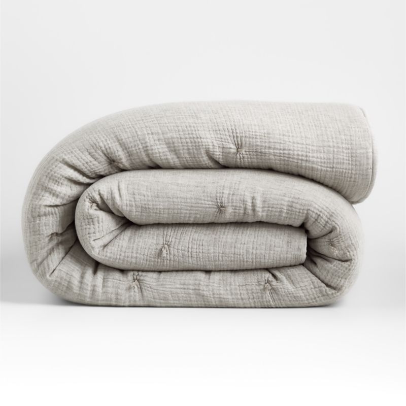 Crinkle Cotton Linen Blend Pebble Grey King Comforter - Image 3