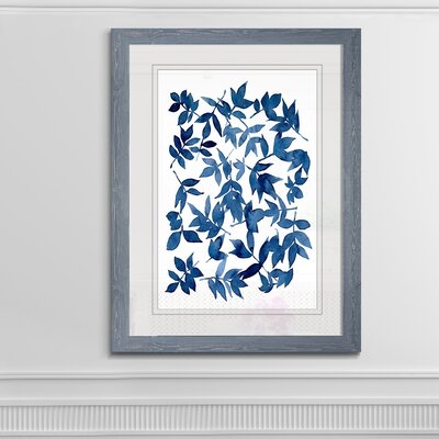 'Indigo Fallen Leaves I' -  Picture Frame Painting on Paper - Image 0