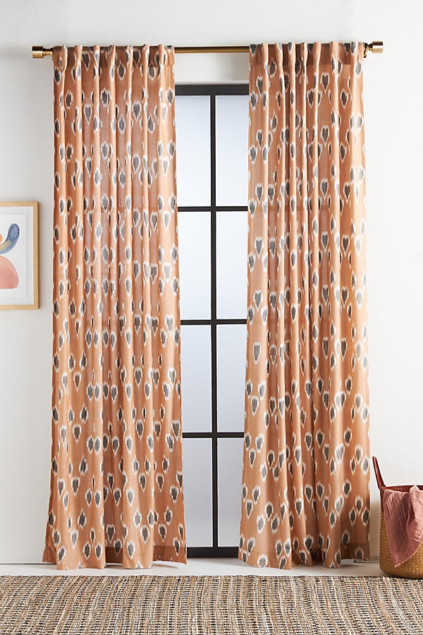 Ikat Dotted Curtain By Anthropologie in Yellow Size 50" X 96" - Image 0