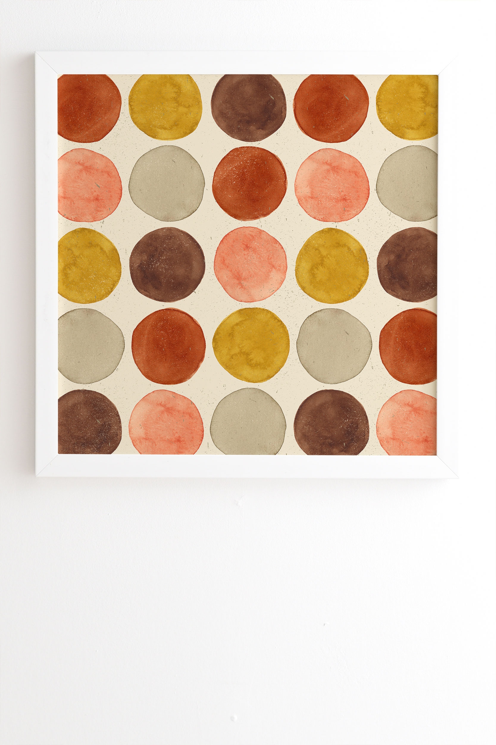 Watercolor Dots Rust Ochre by Pauline Stanley - Framed Wall Art Basic White 14" x 16.5" - Image 1