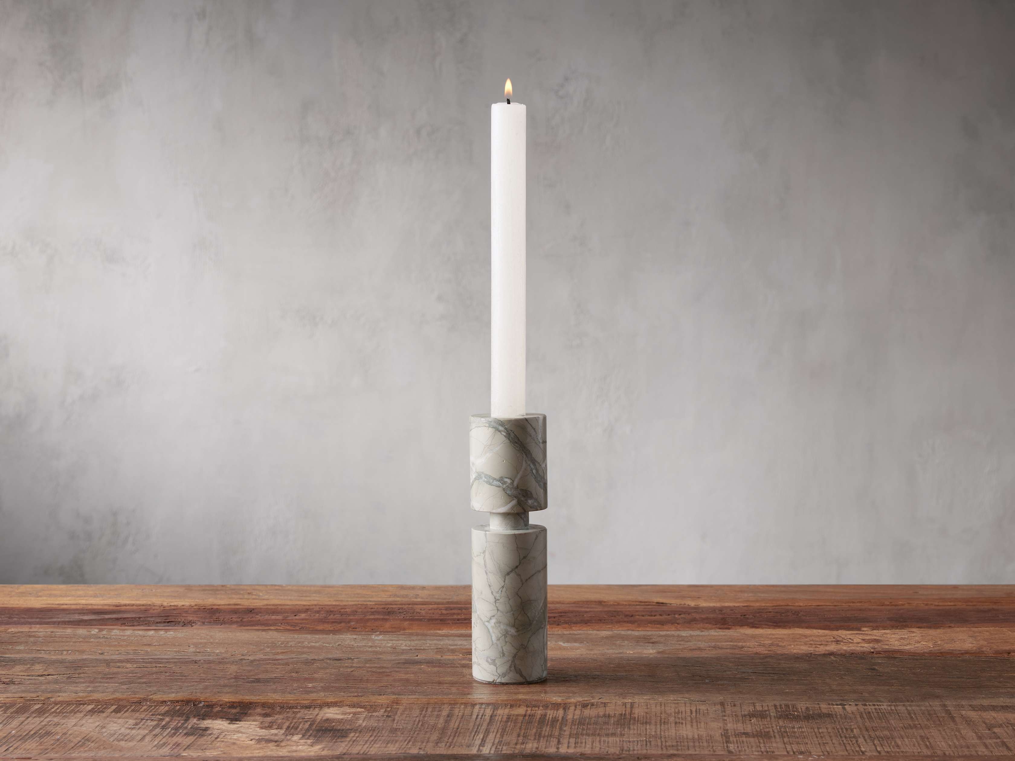 Aphra Tall Taper Holder in Marble Natural - Image 0