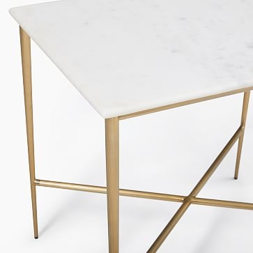 Neve Square Side Table, White Marble - Image 3