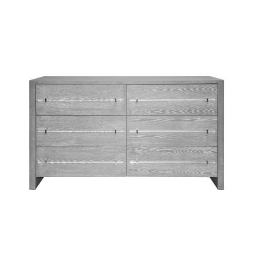 Capitola 6 Drawer Dresser, Wood, Grey, Acrylic - Image 0