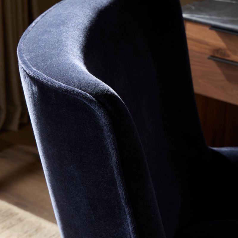 Bernardo Navy Upholstered Brushed Brass Base Office Chair - Image 4