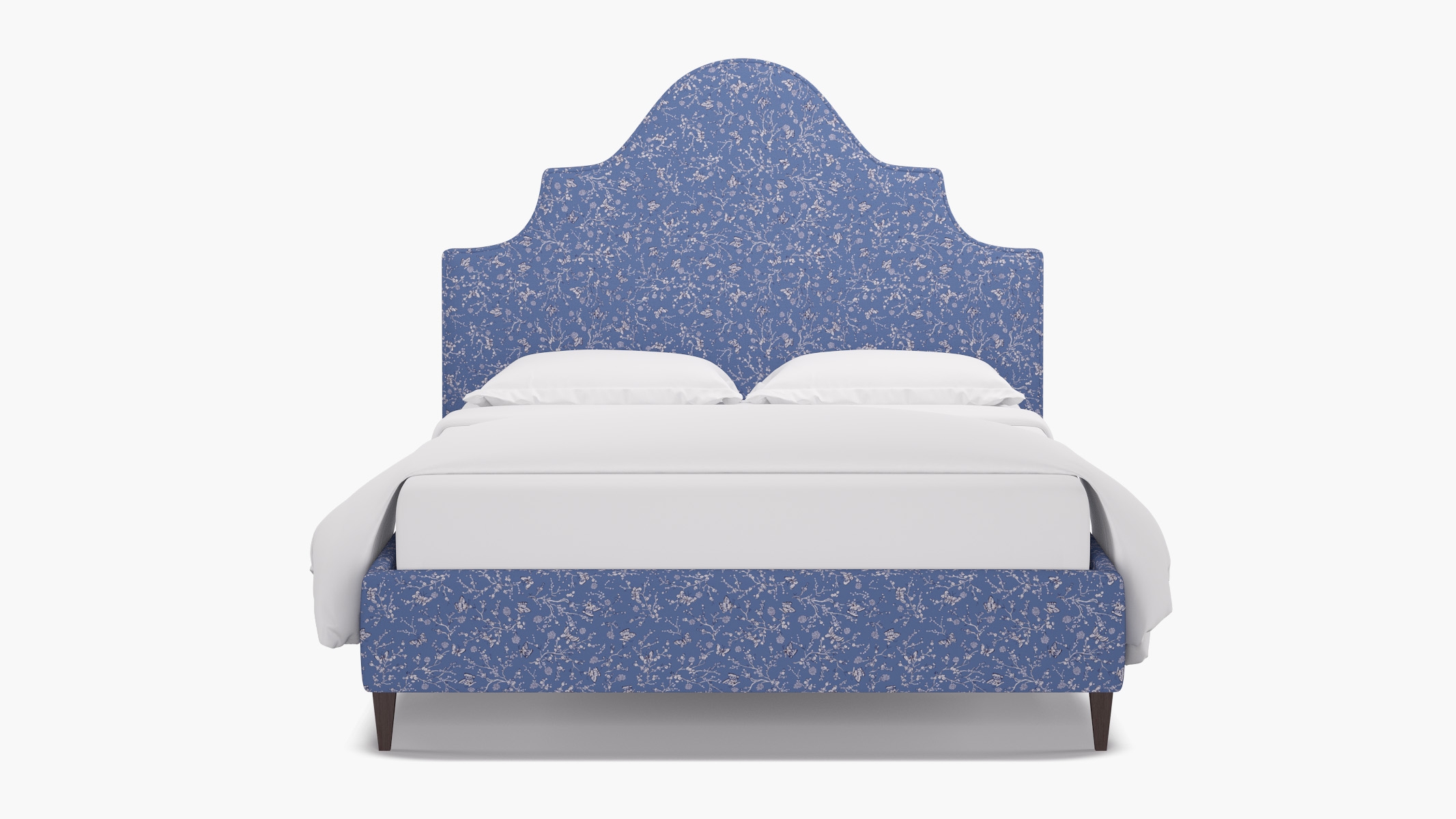 Statement Bed, Blue Mariposa, Espresso Square Tapered Leg, King - Image 0