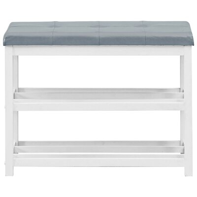 2-Tier Wooden Shoe Rack Bench With Padded Seat-White - Image 0