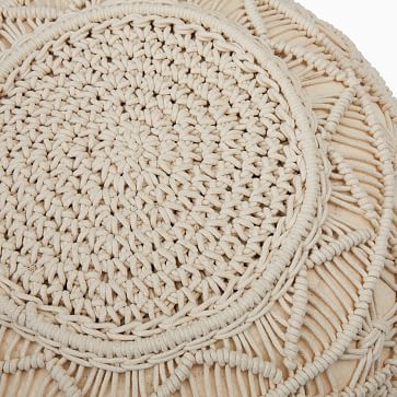 Sunburst Macrame Pouf, 16" Round, Natural - Image 2