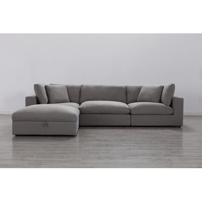 Rivas Contemporary Feather Fill 4-piece Modular Sectional Sofa, Graphite - Image 1