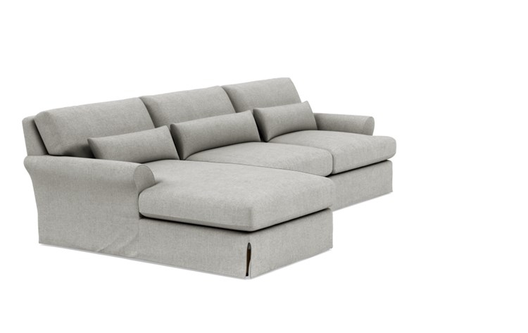 Maxwell Slipcovered Left Sectional with Grey Ore Fabric and Natural Oak with Antique Cap legs - Image 1