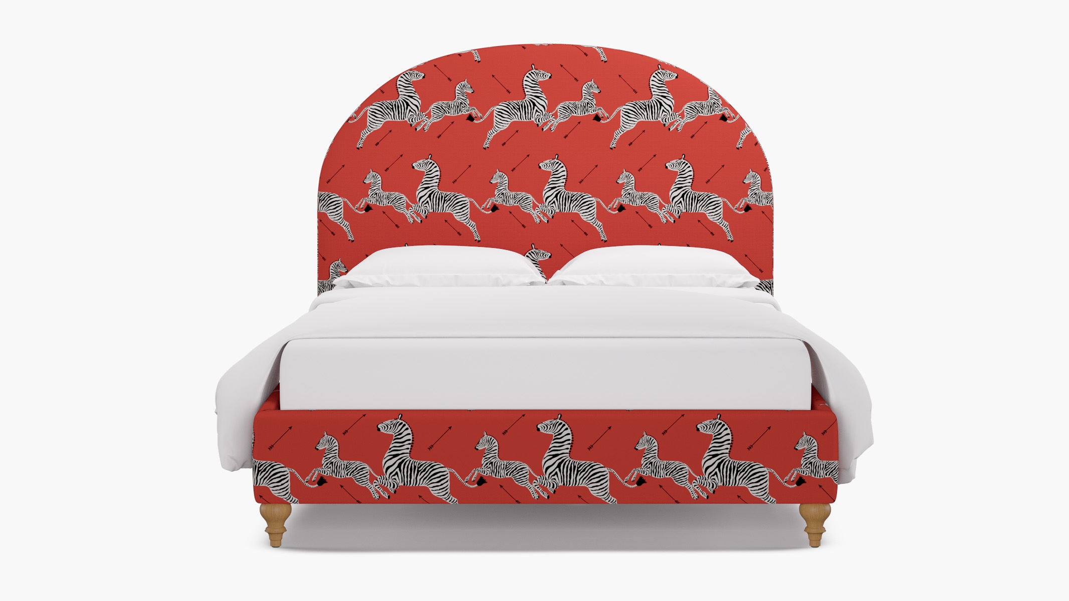 Demilune Bed, Coral Zebra, Natural Traditional Turned Leg, Twin - Image 0