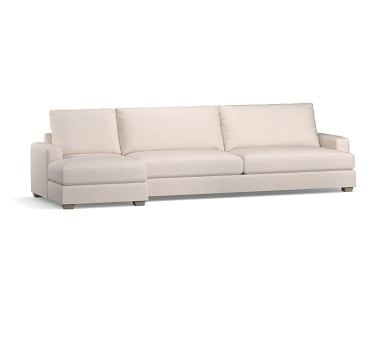 Canyon Square Arm Upholstered Left Arm Loveseat with Chaise SCT, Down Blend Wrapped Cushions, Performance Heathered Basketweave Dove - Image 3