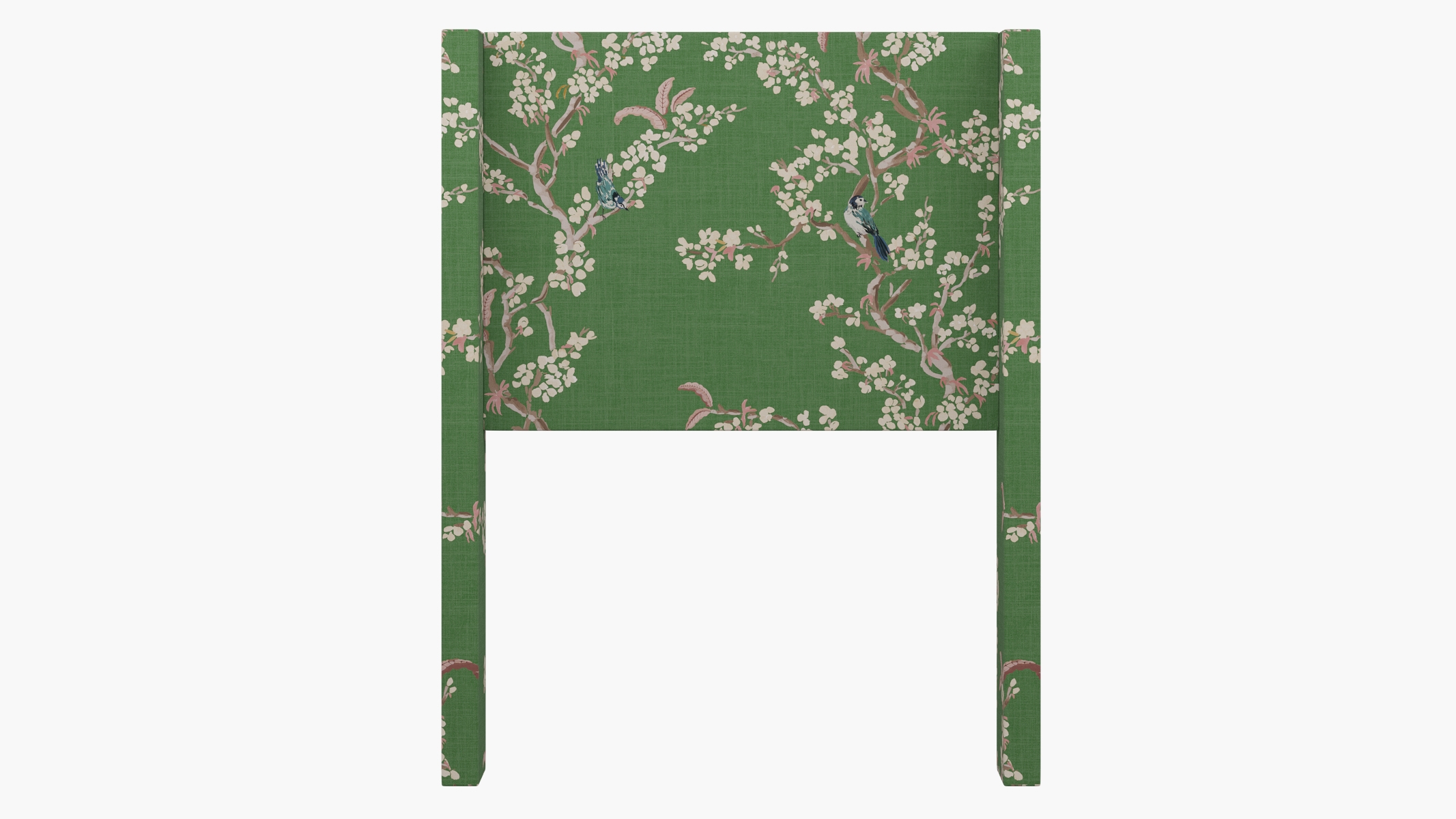 Modern Wingback Headboard, Jade Cherry Blossom, Twin - Image 1
