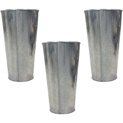 Set Of 3 Galvanized Vases French Buckets - Image 0