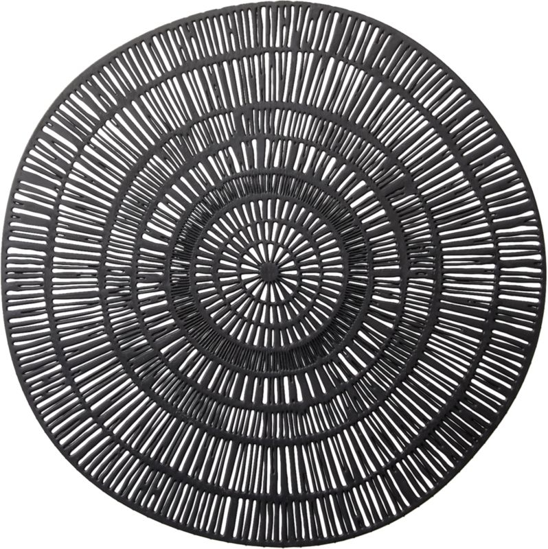 Doodle Black Round Plastic Placemat - Image 4