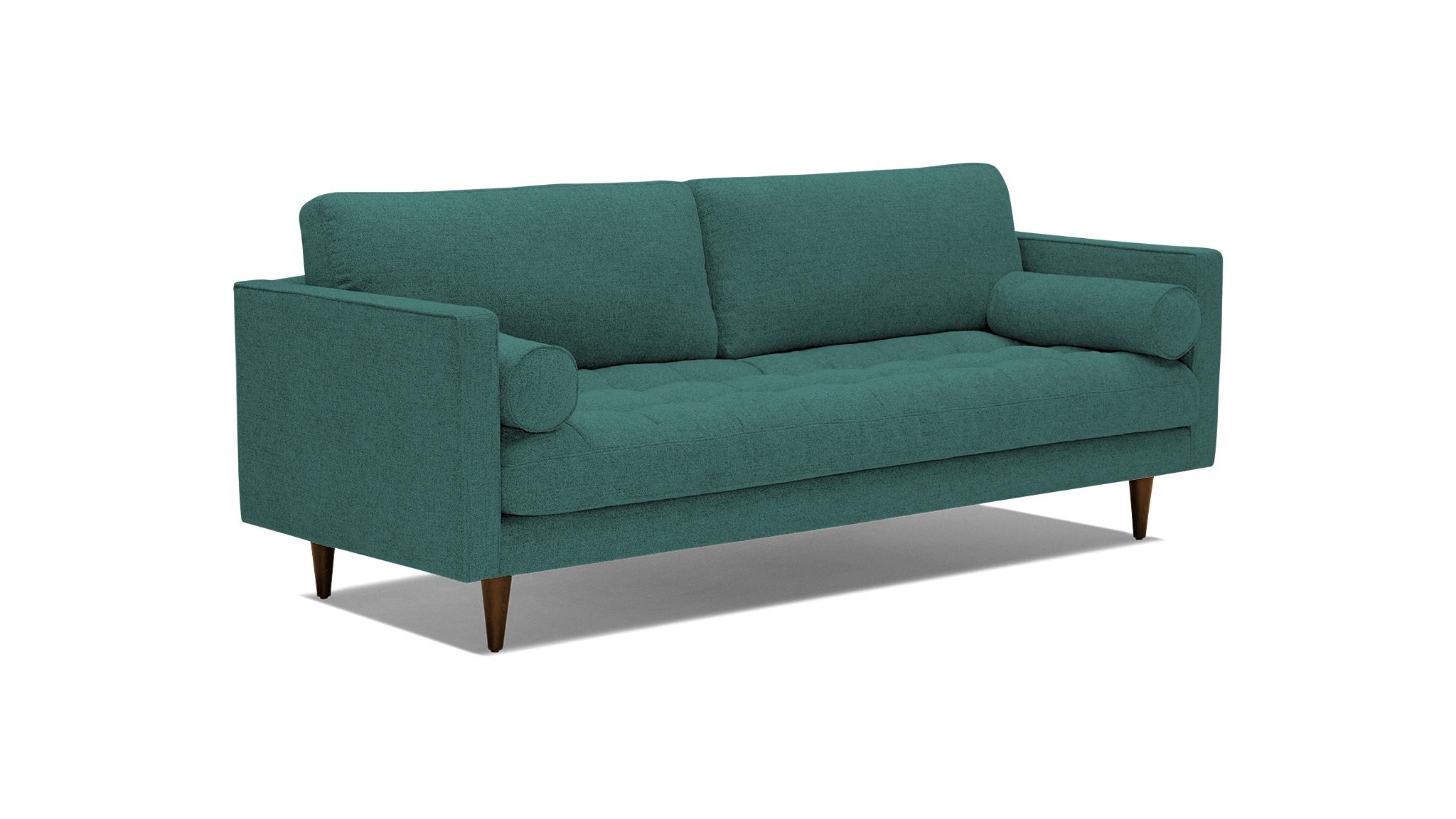 Blue Briar Mid Century Modern Sofa - Prime Peacock - Mocha - Image 1