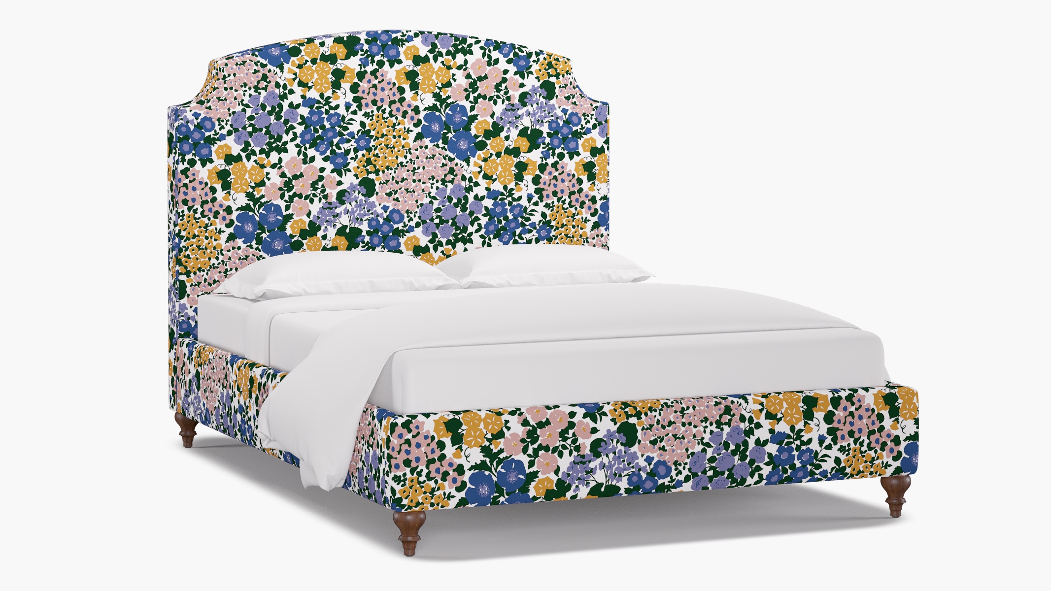Cove Bed, Lavender Million Flowers, Walnut Decorative Tapered Leg, Twin - Image 1