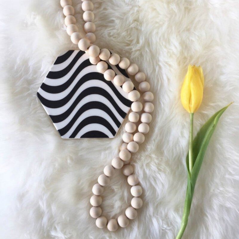 Beads Garland Practical Delicate Polished Nordic Wooden Beads Pendant For Living Room - Image 3