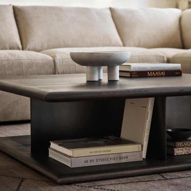 Preto Ebonized Ash Wood and Metal 50" Square Coffee Table - Image 1