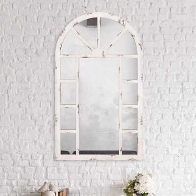Blaisdel Distressed Arch Windowpane Wall Accent Mirror - Image 0