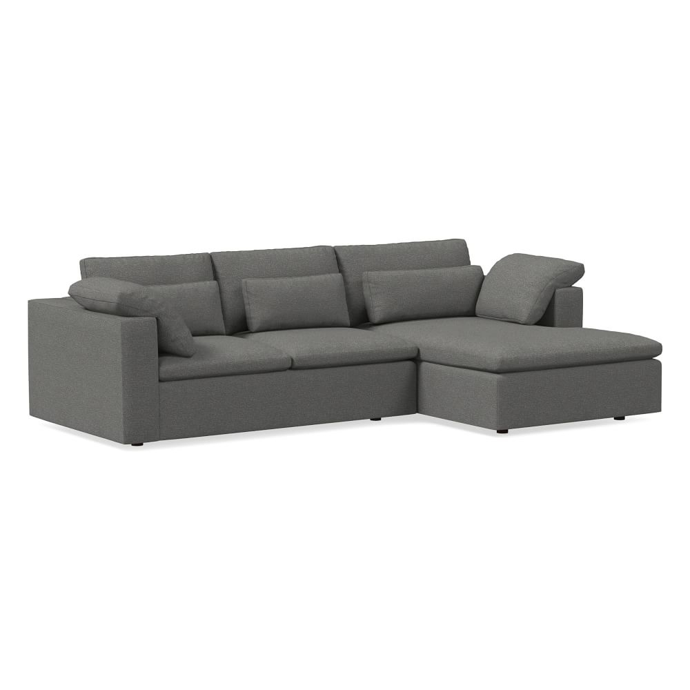Harmony Modular 122" Right Multi Seat 2-Piece Chaise Sectional, Standard Depth, Chenille Tweed, Pewter - Image 0