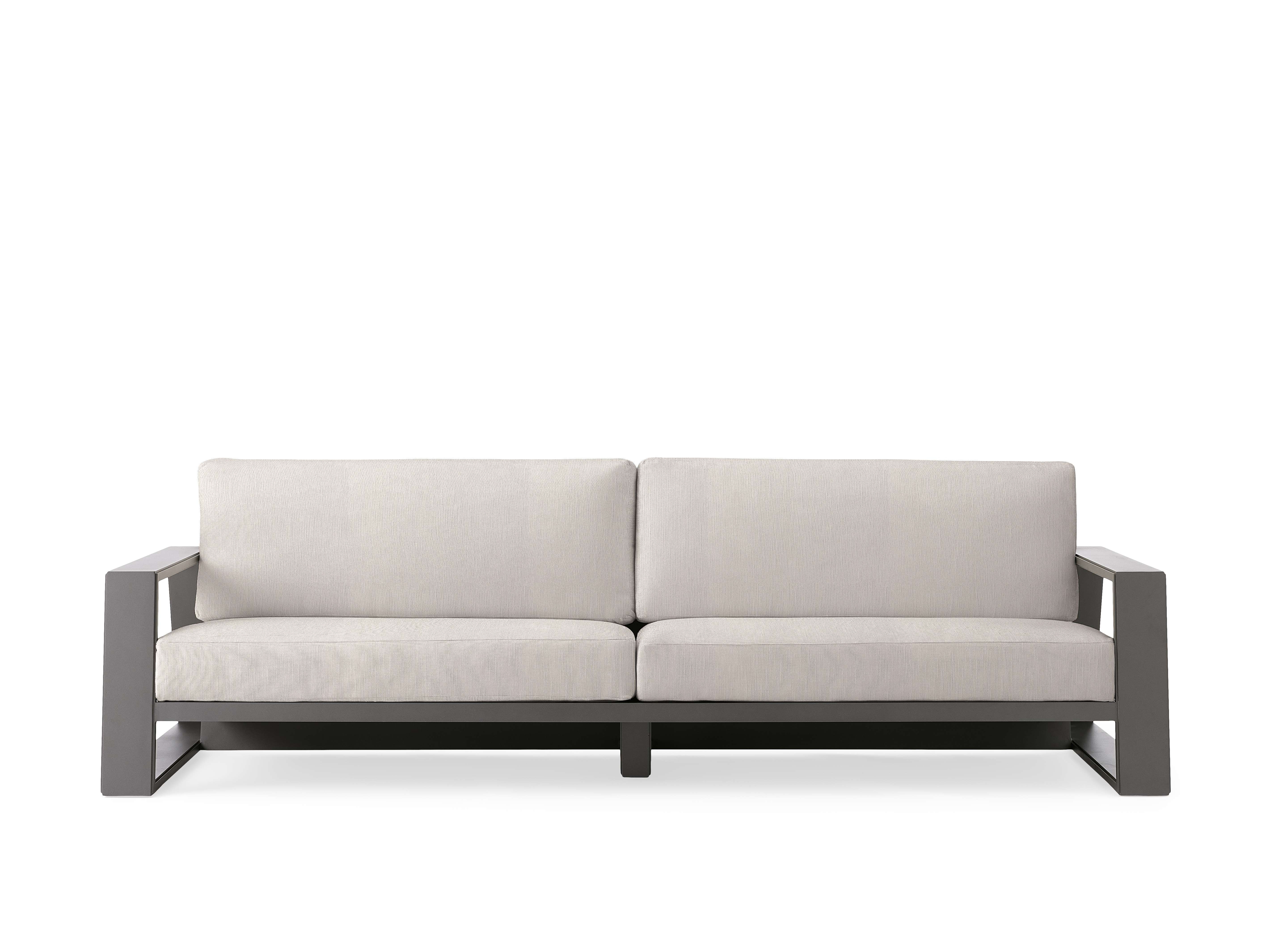 Canyon Outdoor Sofa Aluminum in Gray  Starboard Lace/96" - Image 0