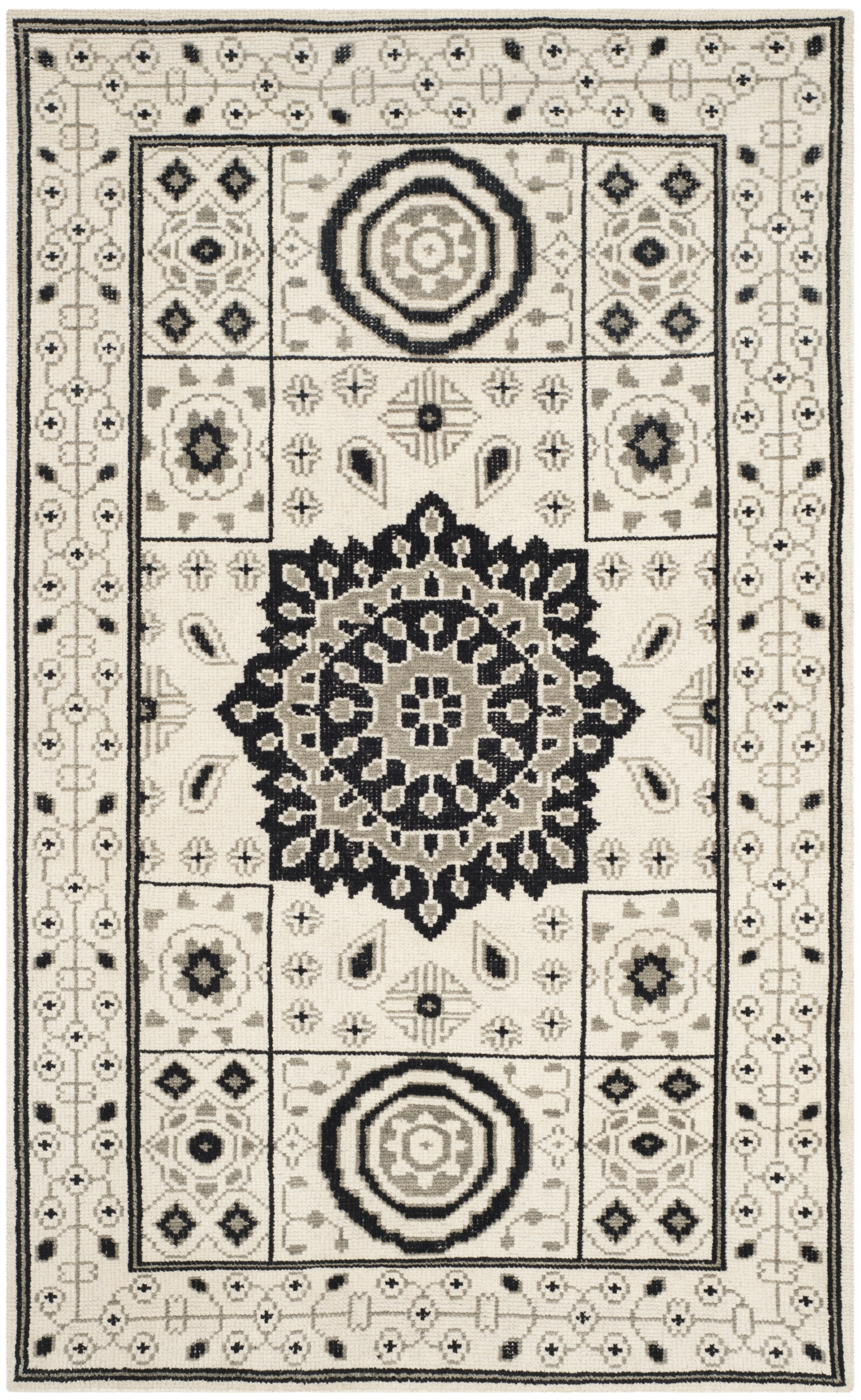 Arlo Home Hand Knotted Area Rug, KNY625A, Ivory/Grey,  5' X 8' - Image 0