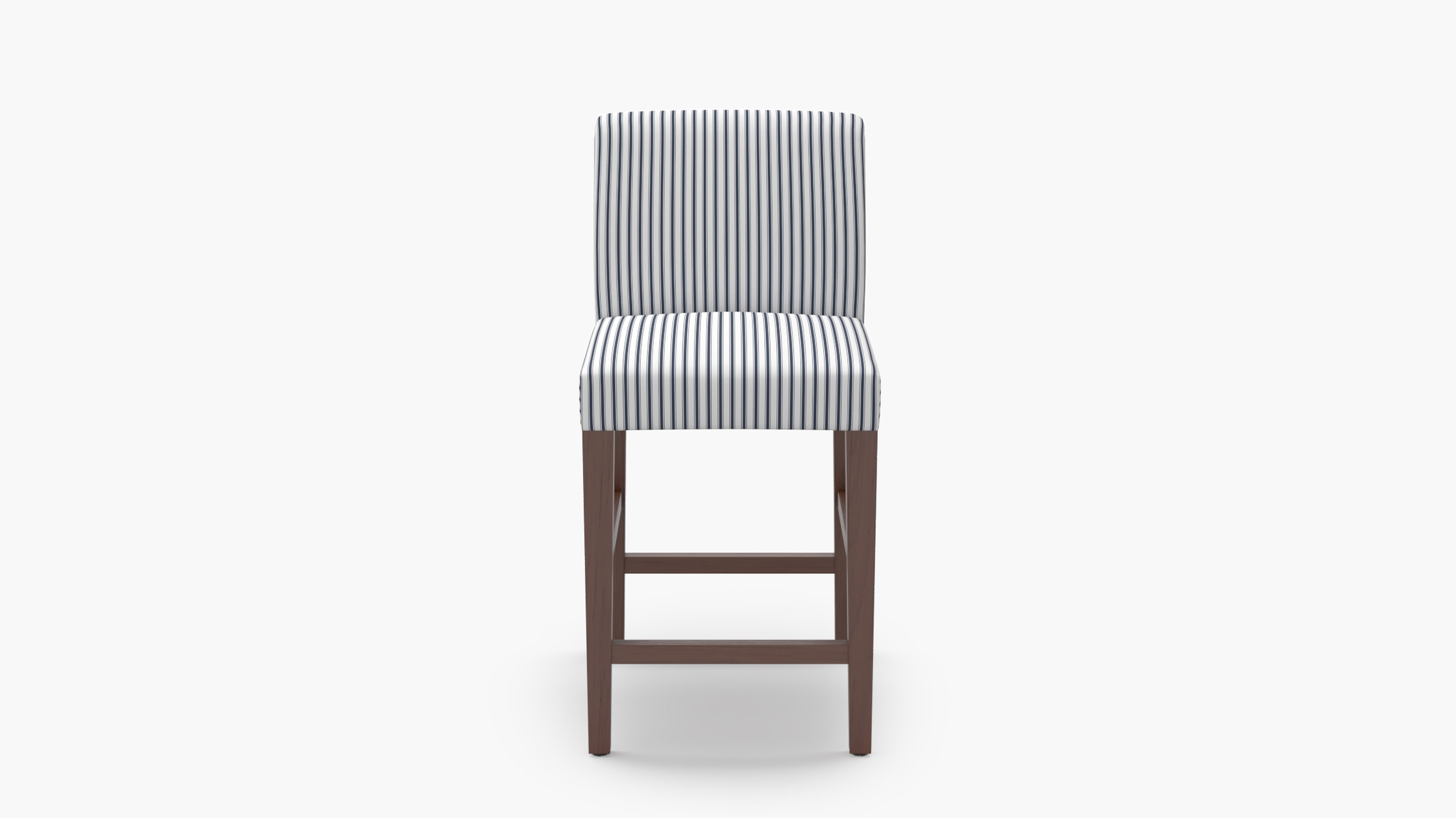 Signature Dining Counter Stool, Navy Classic Ticking Stripe, Walnut Square Tapered Leg - Image 0