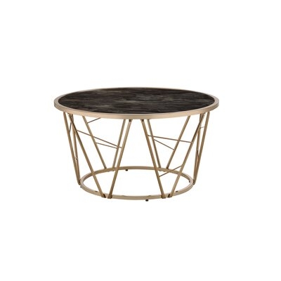 Coffee Table, Faux Black Marble Glass & Champagne Finish - Image 0